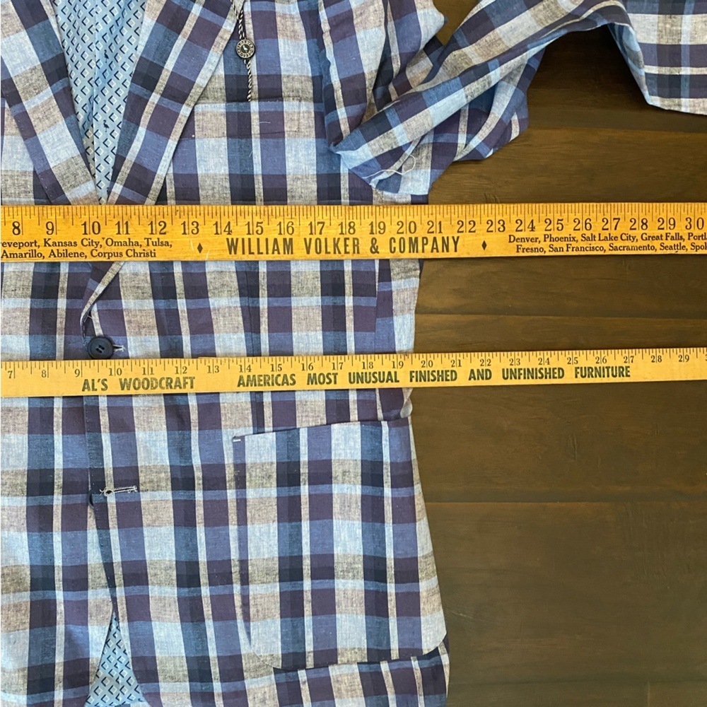 New Tailorbyrd linen blend check pattern 2 button… - image 7